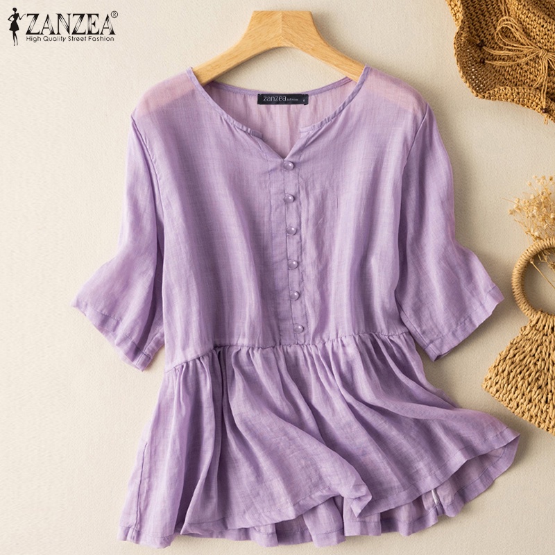 Áo Zanzea thích hợp nữ tay ngắn dáng xòe thời trang