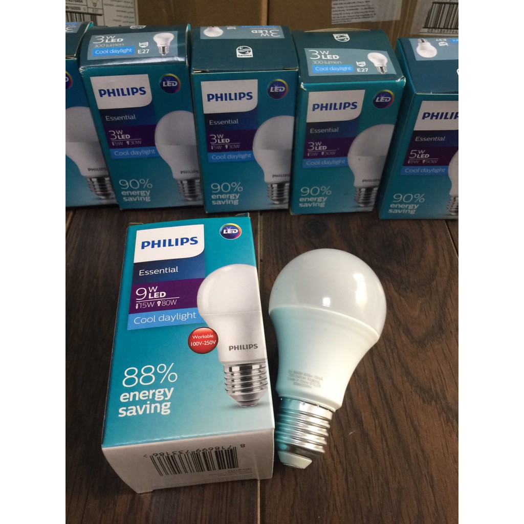 Bóng đèn Led Bulb Philips Essential E27 A60 - 3w 5w.7w,9w,11w,13w [HÀNG CHÍNH HÃNG]. Tiết kiệm điện, chất lượng sáng cao