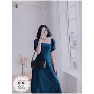 🌈[BIGSIZE] D749 MS44 ĐẦM CỔ VUÔNG XẺ TÀ