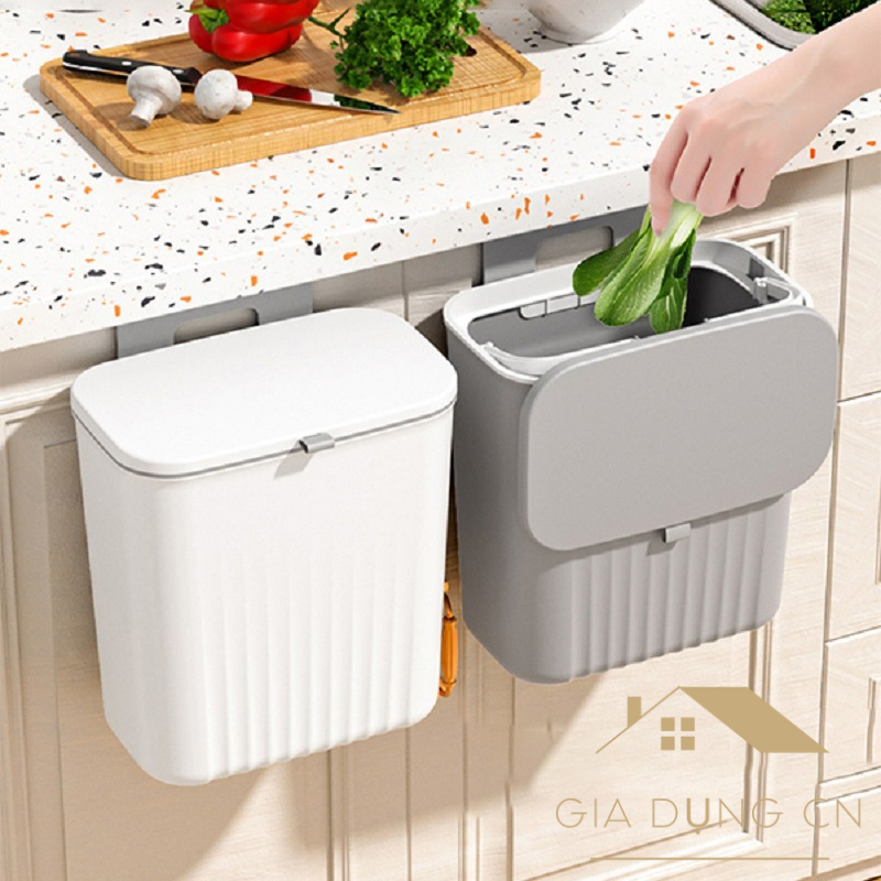 Thùng rác treo tủ,treo tường có nắp đậy vệ sinh sạch sẽ chống côn trùng, dung tích 7- 9L - CN8