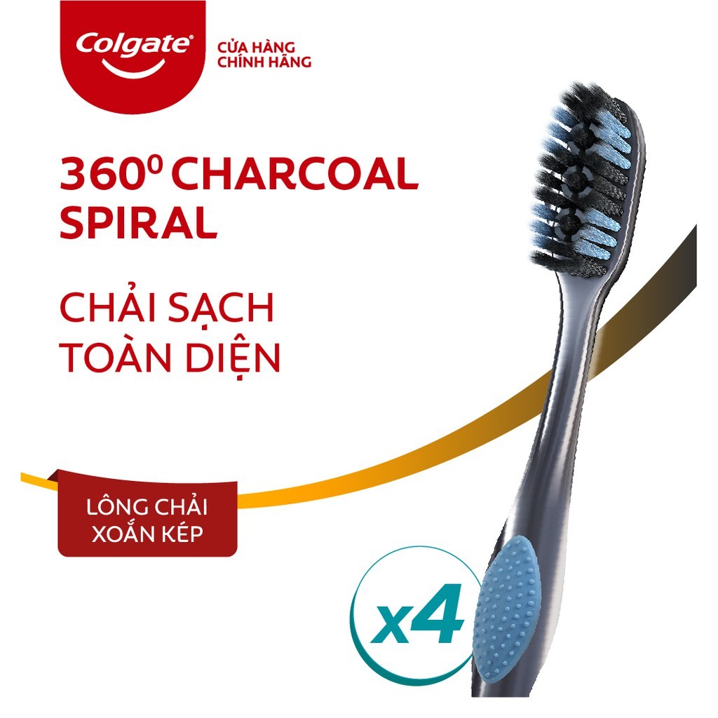 Bàn Chải Đánh Răng Colgate 360 Độ Than Hoạt Tính &amp; Lông Chải Xoắn Kép