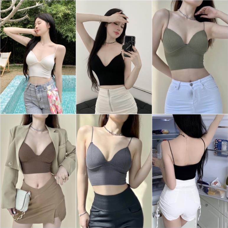 👙 Áo Bra Nữ Softie 2 Dây Mảnh Cổ V Dáng Lửng Có Đệm Ngực Trend Mới 1833 👙