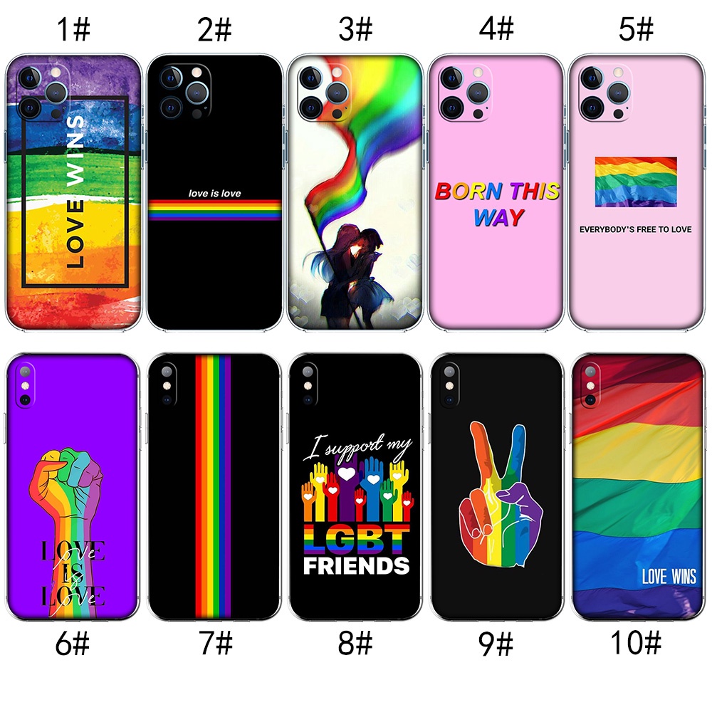 Ốp Điện Thoại Trong Suốt Họa Tiết Cầu Vồng LGBT Cho iPhone 7 8 Plus 11 Pro Max RCZ55