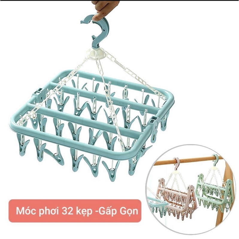 Móc phơi đa năng 32 kẹp gấp gọn tiện lợi