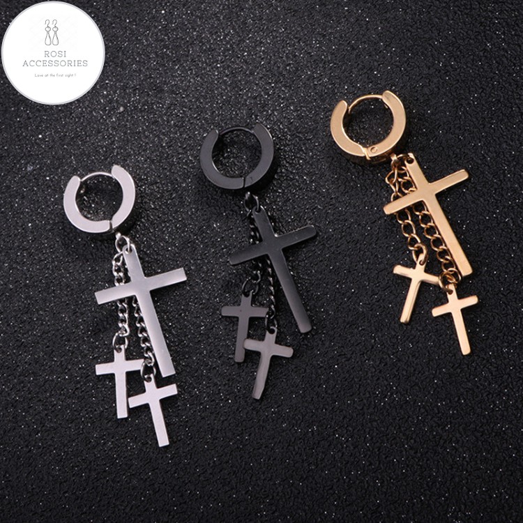 Khuyên Tai Thánh Giá Cá Tính, Bông Tai Nam Chữ Thập (1 Chiếc)