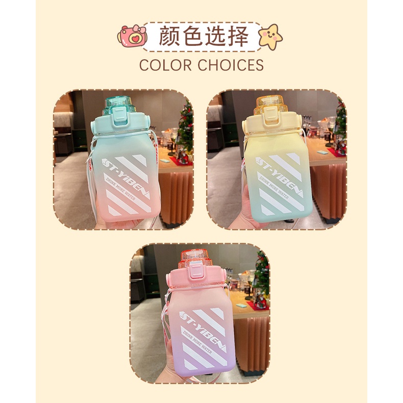 Bình Nước Thể Thao Dung Tích Lớn Có Vạch Đo Nhiệt Độ Cao Chống Rơi Bằng Nhựa