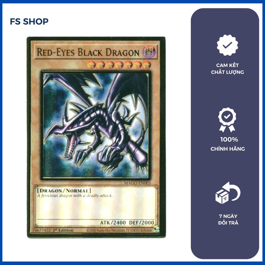 Thẻ bài yugioh chính hãng Red-Eyes Black Dragon (Premium Gold Rare)