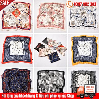 Khăn Lụa Vuông 70x70 Turban Quàng Cổ, Khăn Yếm Bandana Đội Đầu Thời Trang