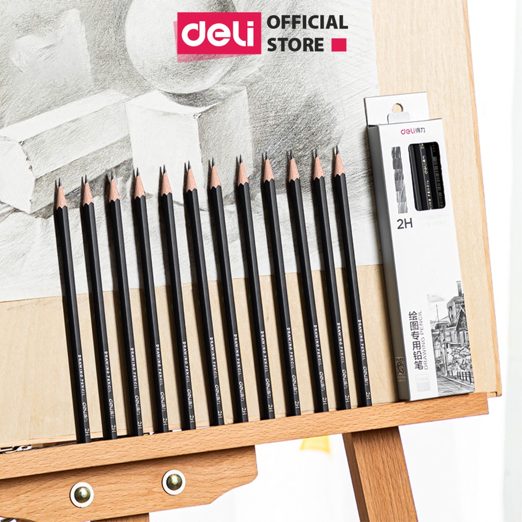Bút chì phác thảo phiên bản cao cấp Deli - 2H, HB, 2B, 4B, 6B, 8B - Dành cho mỹ thuật chuyên nghiệp độ đậm chuẩn S998