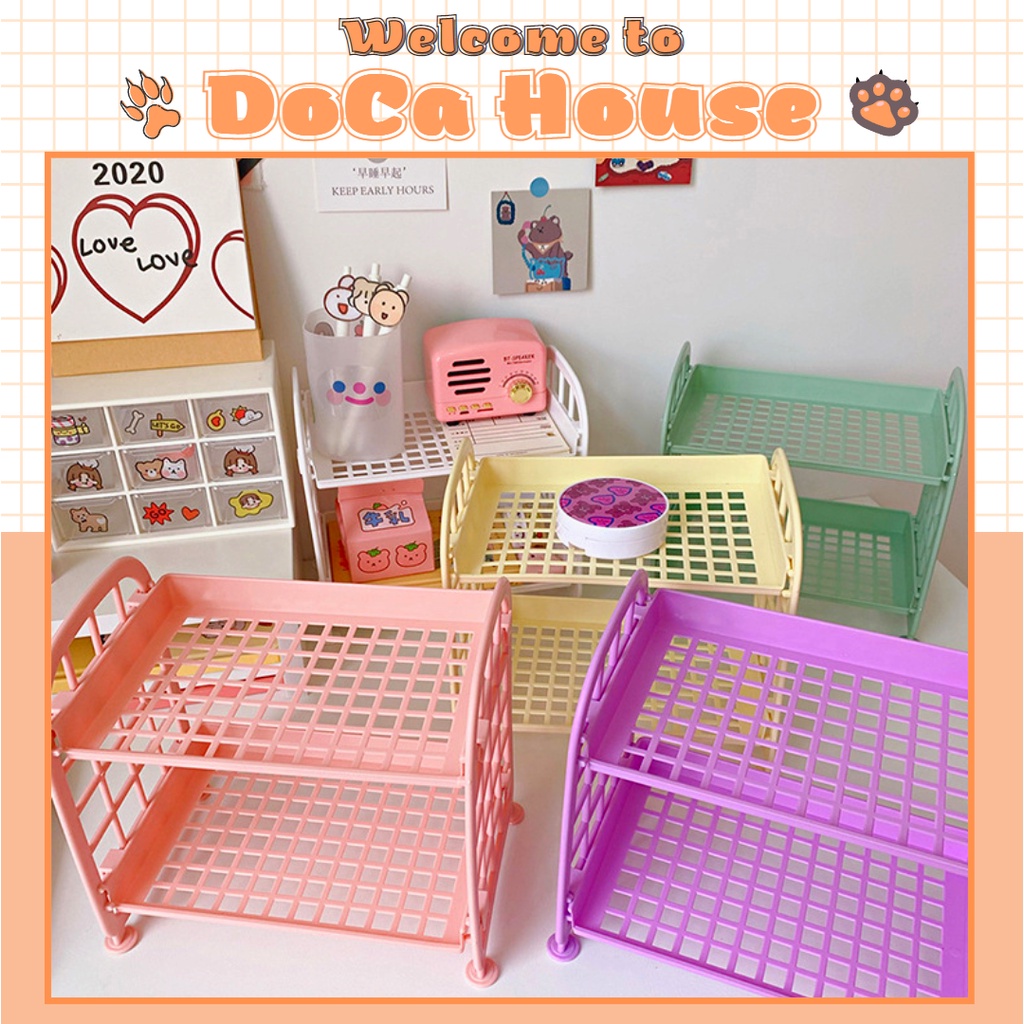 Kệ nhựa mini 2 tầng để bàn đựng đồ đa năng siêu xinh - DOCA