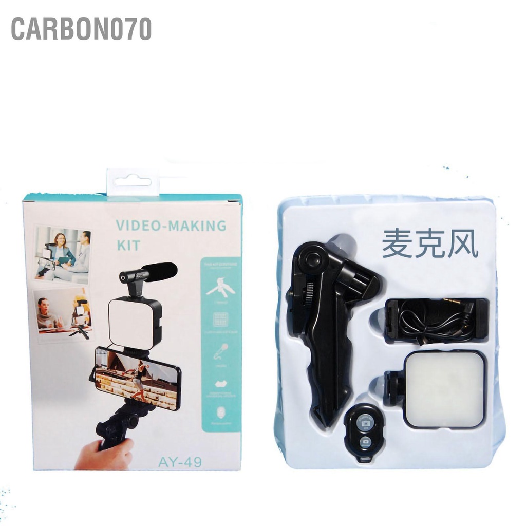 [Hàng HOT] Giá Đỡ Điện Thoại Ba chân Cầm Tay Có Đèn -  Mic Thu Âm - Chuyên Quay Video, Tiktok, Vlog, Livestream - Bộ thiết bị Vlog【Carbon070】