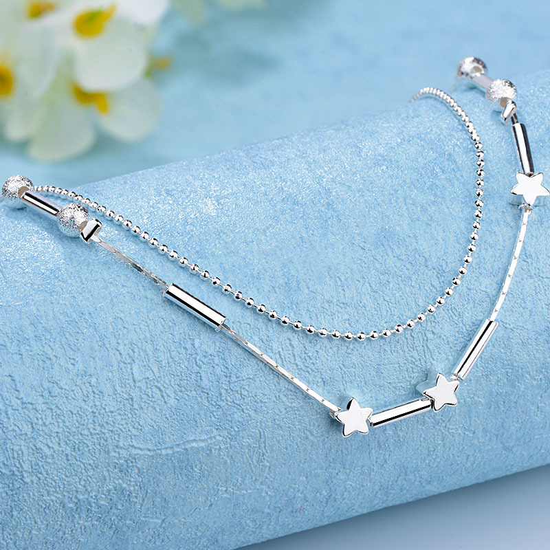 Lắc chân thời trang hình ngôi sao thiết kế nhiều lớp phong cách Hàn Quốc cho phái nữ