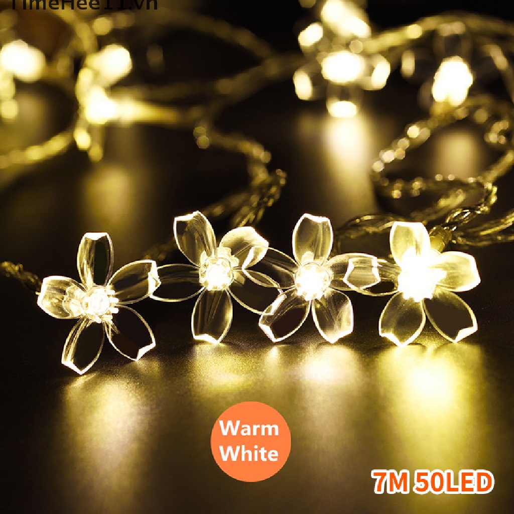 【TimeHee11】 50LED Christmas Solar Flower String Lights Garden Outdoor Fairy Lights Party UK [VN]