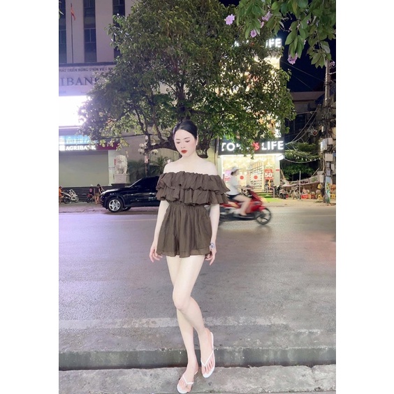 Jumsuit  đũi bệt vai
