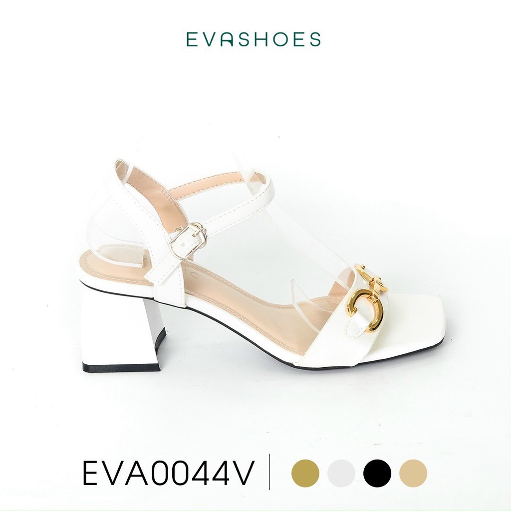 Dép sandal nữ quai ngang phối khóa đế vuông Evashoes Eva0044V