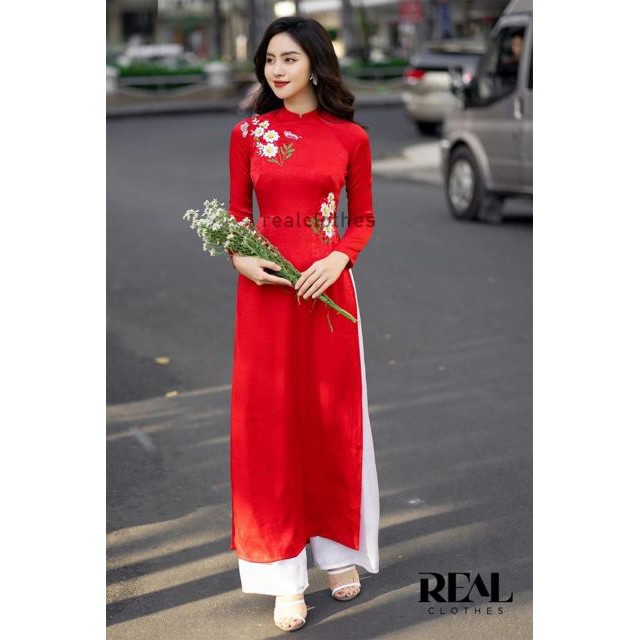 Giảm Giá Áo Dài Lụa Tây Thi Thêu Hoa💥💥Siêu Rẻ - Siêu Đẹp💥💥Kèm Ảnh Thật  Phía Sau-168-Noh - Beecost