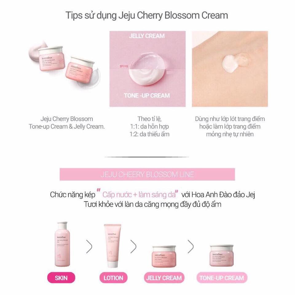 Bộ Dưỡng Nâng Tone Sáng Da Và Dưỡng Ẩm Innisfree Jeju Cherry Blossom Cream Duo Set (4 Sản Phẩm)