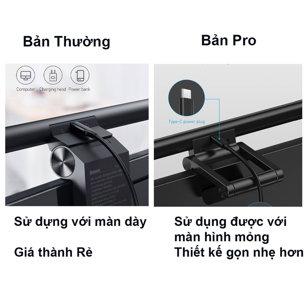 Có hàng  (Có Bản Pro  ) Đèn Treo Màn Hình Máy Tính Laptop Bảo Vệ Mắt Baseus i-Work Series (3 Light Mode, Anti Bluelight)