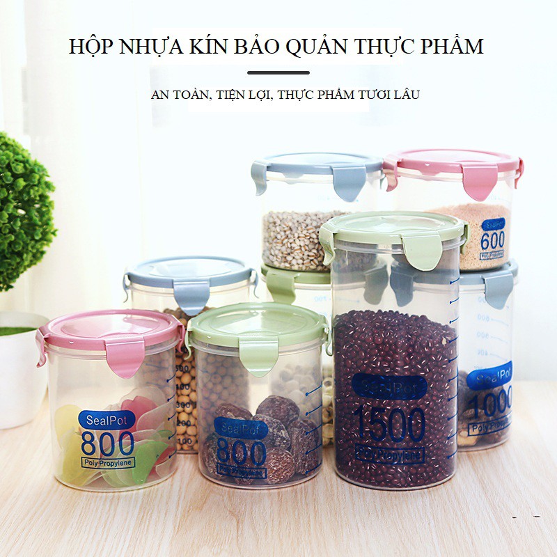 Hộp Nhựa Kín Bảo Quản Thực Phẩm Có Vạch Chia Định Mức Bảo Quản Tươi Lâu An Toàn Tiện Ích