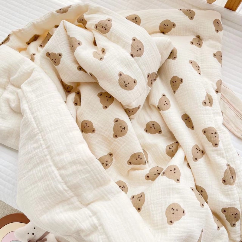 [𝑮𝑰𝑨́ 𝑯𝑼𝒀̉ 𝑫𝑰𝑬̣̂𝑻] Chăn ủ chần bông xô Muslin siêu ấm mùa đông cho bé