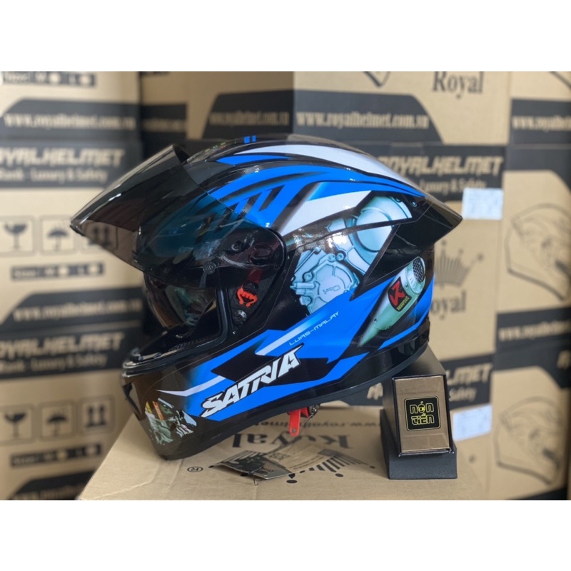 MŨ FULLFACE 2 KÍNH M266 ĐEN BÓNG LÊN TEM HÃNG XE XANH DƯƠNG CỰC ĐẸP, Mua 1 MŨ TẶNG 1 Quà, BH 12 Tháng