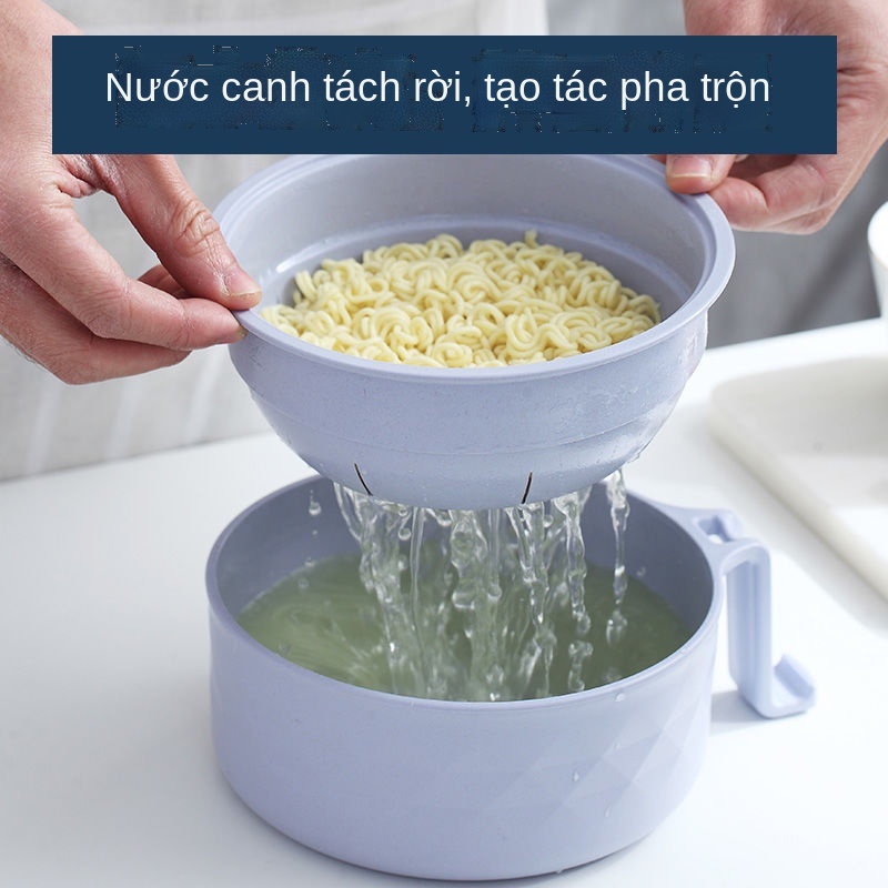 Tô trụng mì khô có lỗ thoát nước kèm nắp đậy dễ rửa phong cách Nhật Bản sáng tạo cho sinh viên