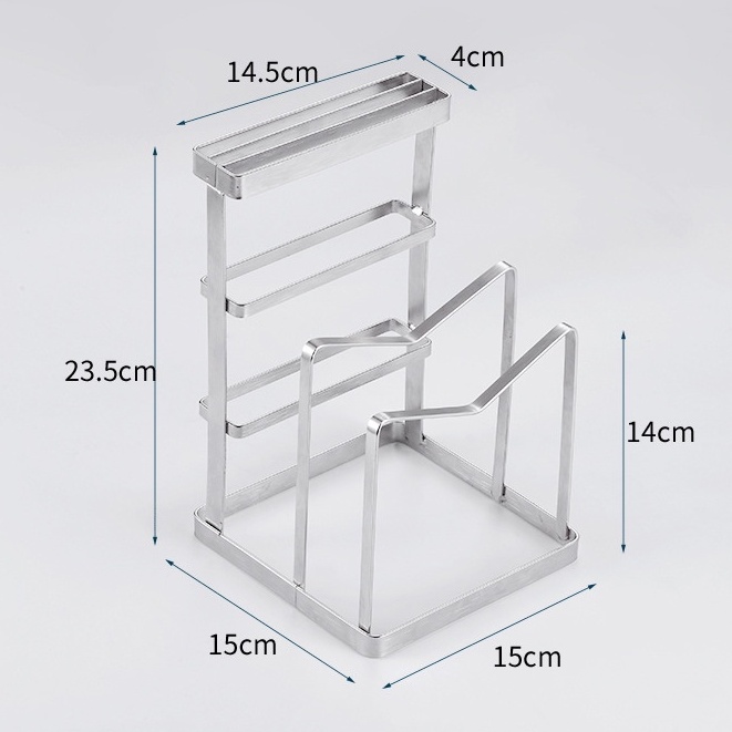 Kệ để dao thớt đa năng Giá treo nắp nồi inox 304 bền chắc không gỉ sét Dụng cụ nhà bếp Kệ để nắp vung dán tường GTH