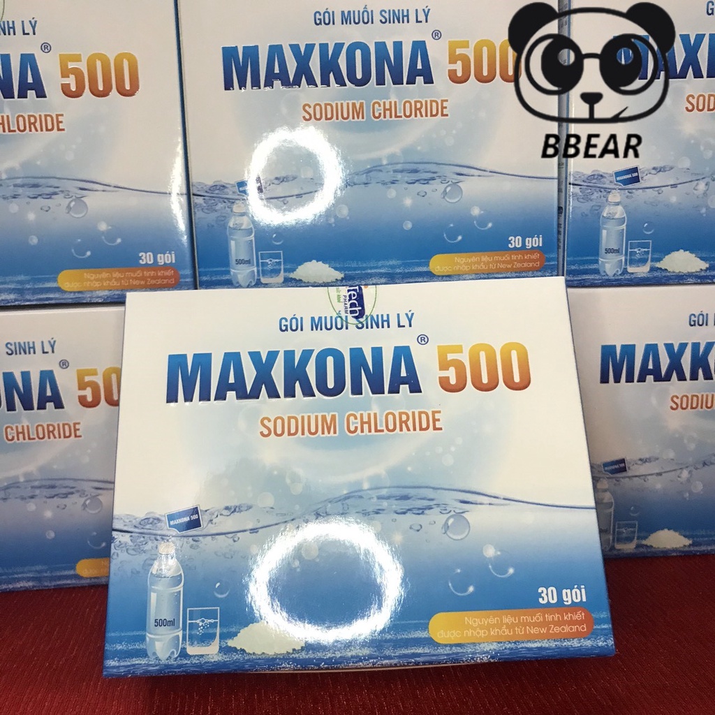 Gói Muối Sinh Lý MAXKONA 500, Gói Pha Để Súc Họng, Súc Miệng, Rửa Mũi Xoang