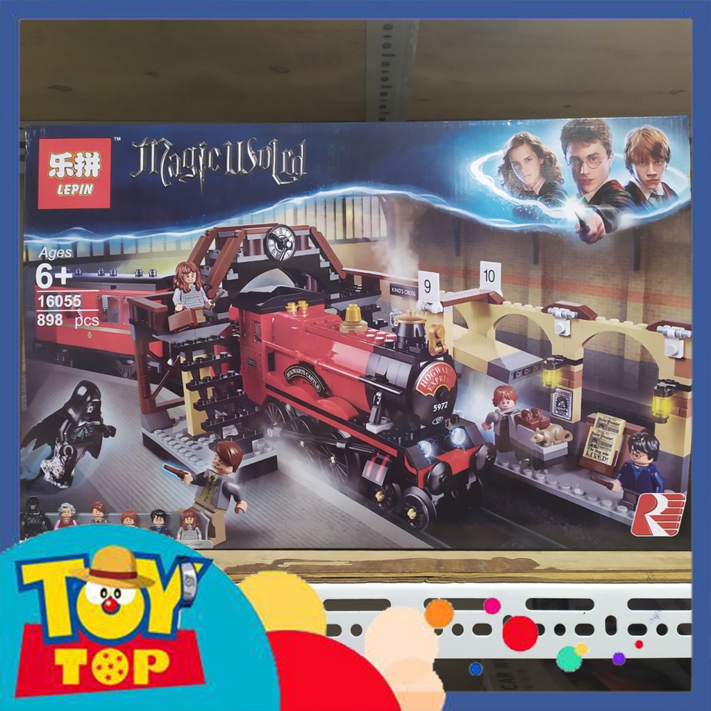 Đồ chơi lắp ráp ghép Harry Potter xếp hình tàu hỏa phép thuật vận chuyển cập bến sân ga 9 3/4 Hogwarts Lepin 16055