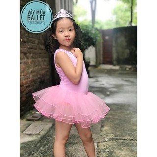 Váy múa ballet viền ren cổ