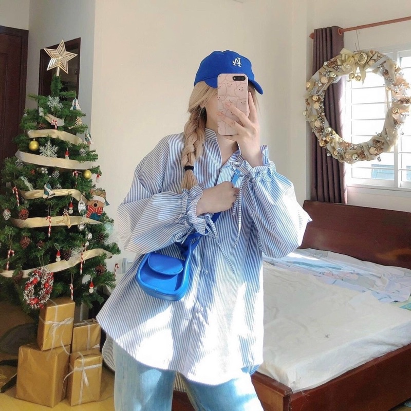Áo sơmi tay nơ 2 màu
