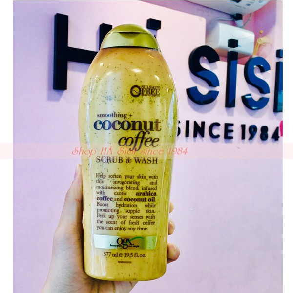 Sữa Tắm Tẩy Tế Bào Chết Chiết Xuất Dừa &amp; Cafe OGX - Coconut Coffee Scrub &amp; Wash 577ml