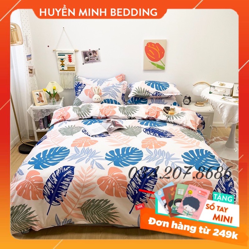 BỘ CHĂN GA VÀ VỎ GỐI POLY COTTON Lá Chuối - Bộ Chăn Ga Gối 5 Món Cao Cấp