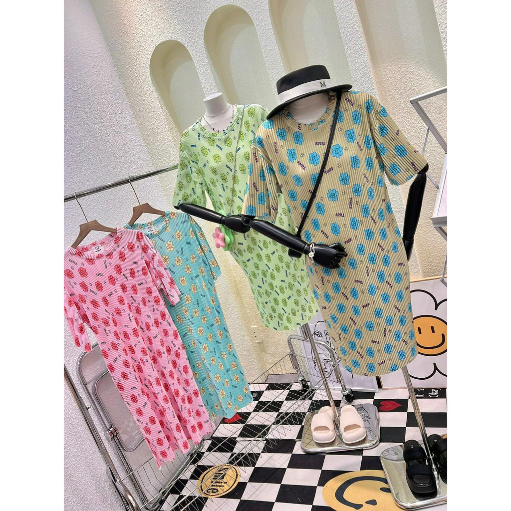 Đầm suông dập li hoa 4 màu  - HN1321