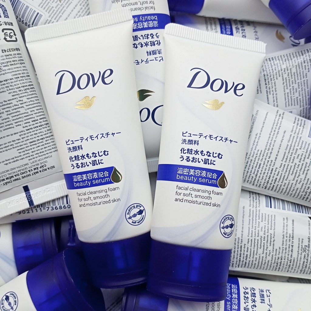 Set 2 tuýp Sữa rửa mặt Dove Beauty serum Tái Tạo, Phục Hồi Da, dưỡng ẩm nội địa Nhật 30g