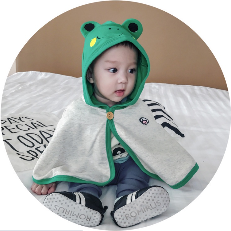 Áo choàng cánh dơi chống nắng chắn gió hình Ếch xanh ngộ nghĩnh cho bé trai bé gái