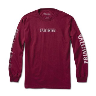 Áo thun mỹ-primitive erupt l/s tee burgundy