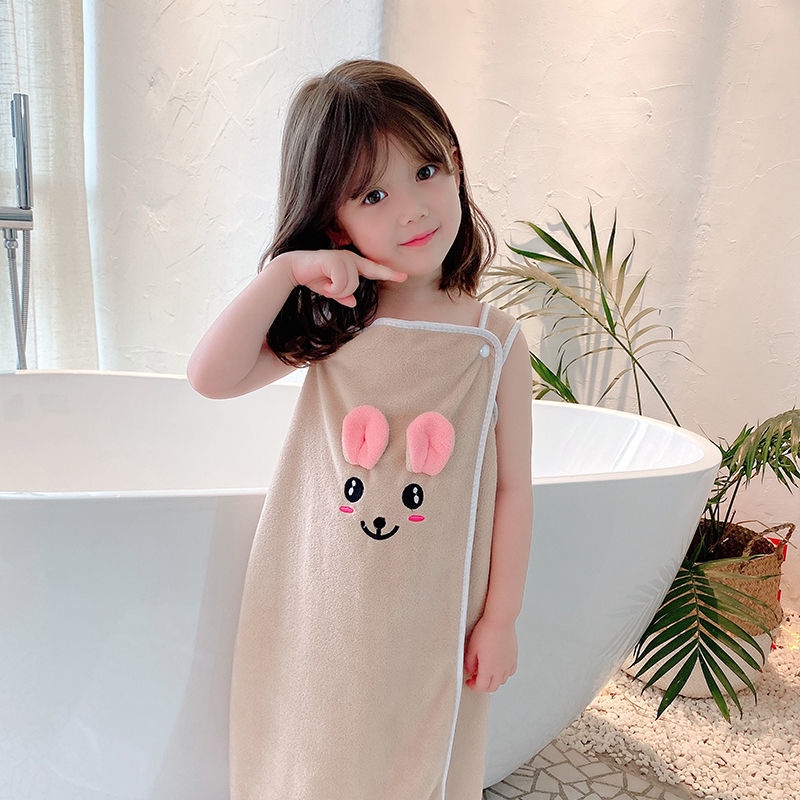 SUGE Khăn Choàng Tắm Vải Lông Cừu San Hô Siêu Mềm Mại Họa Tiết Hoạt Hình Cho Bé Gái