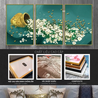 Tranh canvas bộ 3 tấm Bình Hoa