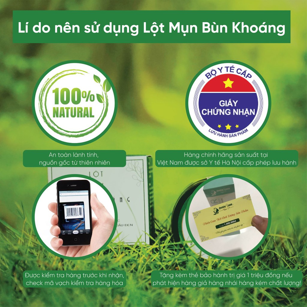 Bùn Khoáng Lột Mụn Quyên Lara (50g) - Lột mụn từ thiên nhiên - Mỹ phẩm thiên nhiên - Số công bố 2524/18/CBMP-HN