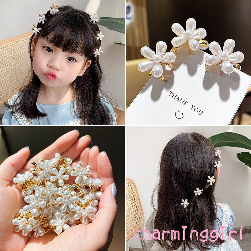Kẹp tóc hình bông hoa đính ngọc trai mini xinh xắn cho nữ