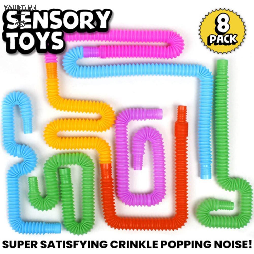 Đồ chơi Pop Tubes Fidget Toys Plastic Corrugated Pipe Autism Sensory Toys Random