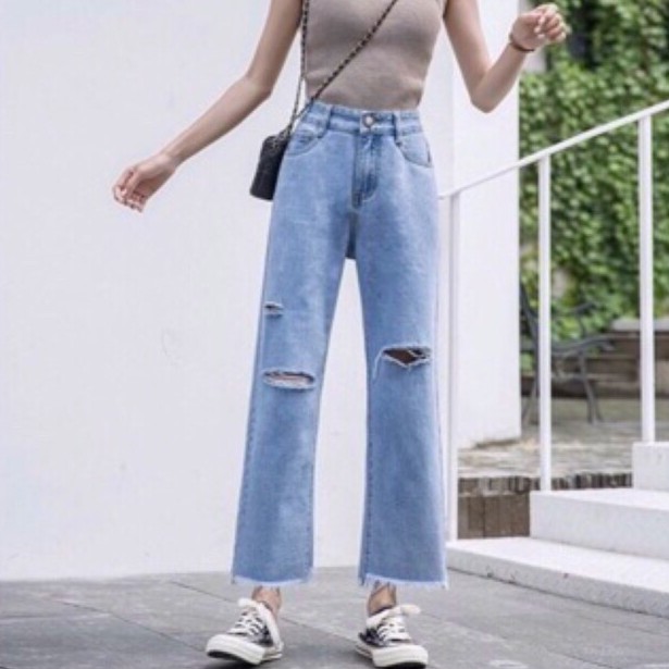 [Bigsize] Quần Ống Rộng, Tua Lai Rách Sole 21, Đậm Nhạt