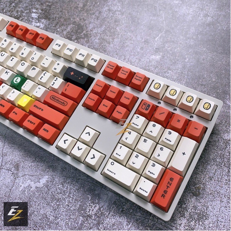 Set Keycap Thick Cherry Mario Đỏ 119 Phím PBT Dye_Sub