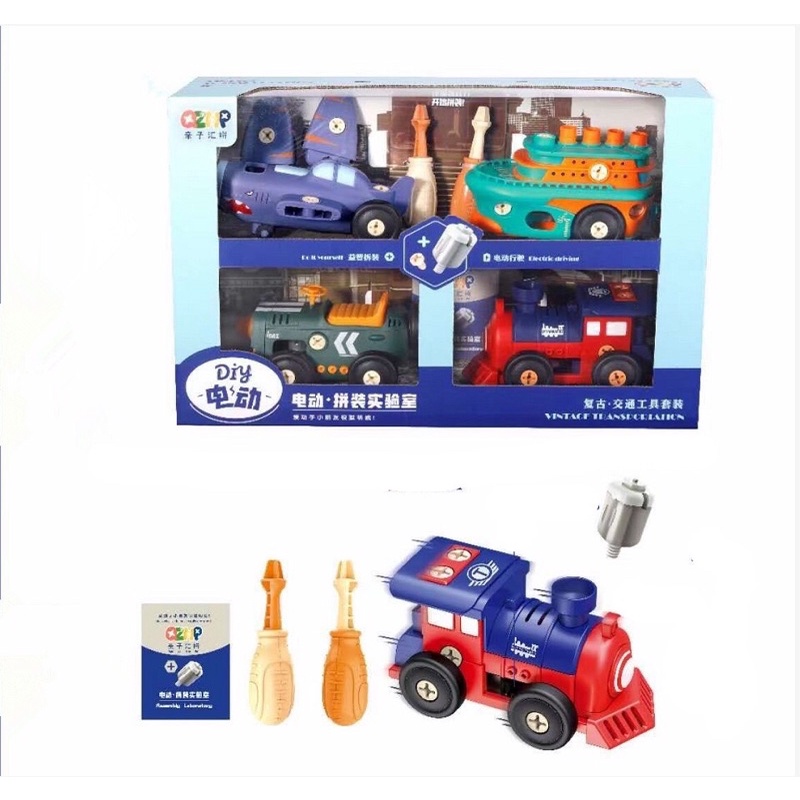 Đồ chơi lắp ráp 4 xe phương tiện rento loại to kèm tua vít siêu ngầu cho bé