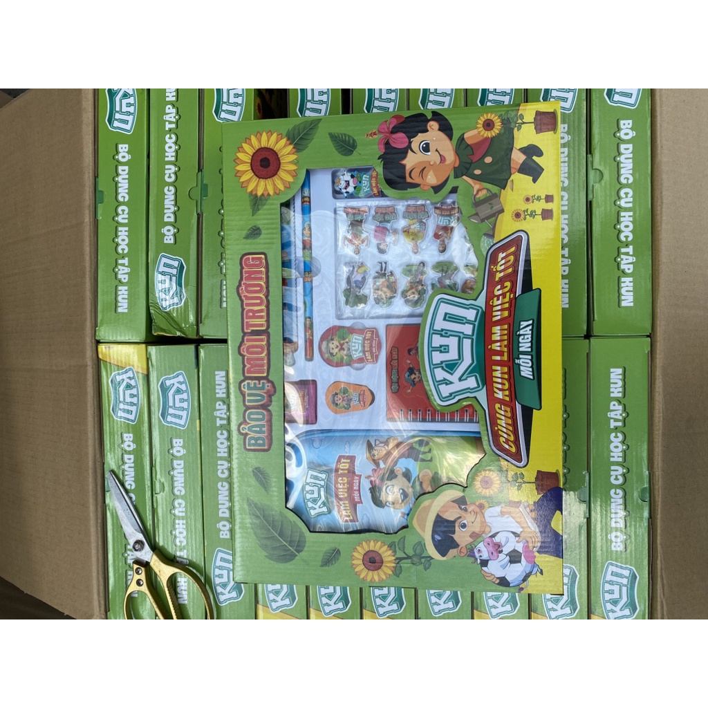 Bộ dụng cụ học tập quà tặng từ Kun 9 món in hình ngộ nghĩnh, đáng yêu cho bé – Ngọc Ken Shop