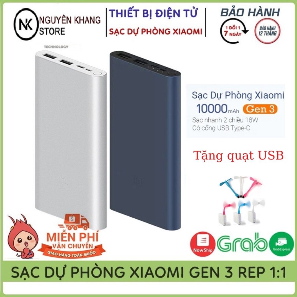 Sạc Dự Phòng Xiaomi Gen 3 - 10000mAh Hỗ Trợ Sạc Nhanh 18W, 2 Cổng Sạc USB Tiện Dụng,Bảo Hành 12 Tháng Lỗi 1 Đổi 1