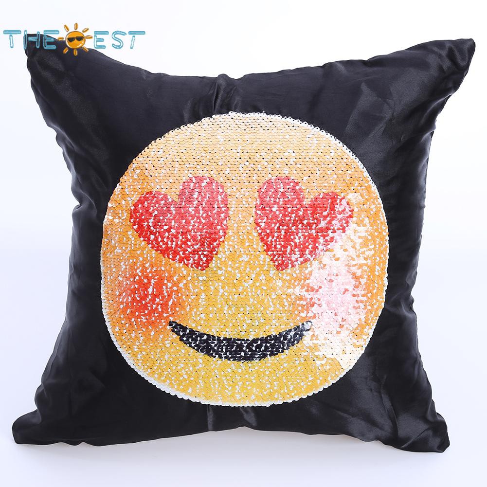 Vỏ Gối Đính Sequin Hình Biểu Tượng Cảm Xúc Nàng Tiên Cá Trang Trí Nhà Cửa 149744.06