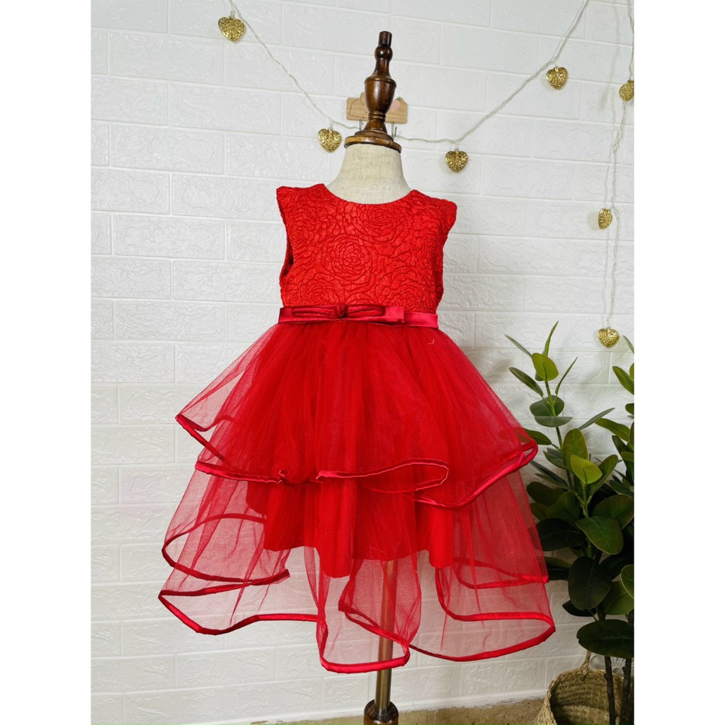 Váy đỏ xòe tung sz 2-11y