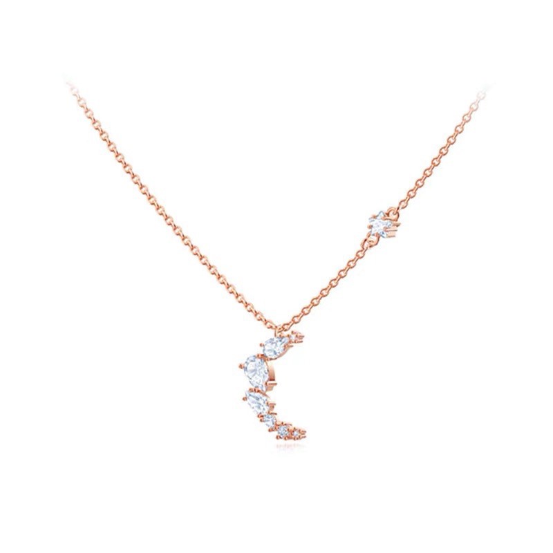 Vòng cổ bằng bạc S925 mặt dây hình ngôi sao mặt trăng thời trang cho nữ